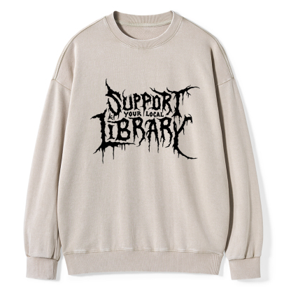 Pagewings Support Your Local Library Unisex Washed Sweatshirt