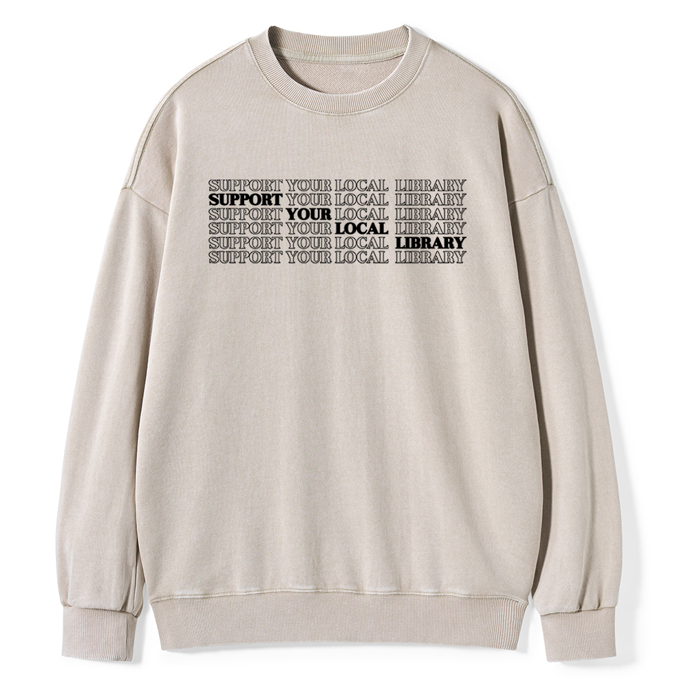 Pagewings Support your local library Unisex Washed Sweatshirt