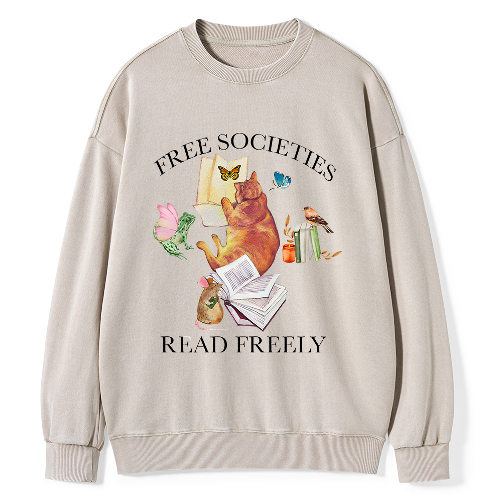 Pagewings Free societies read freely shirt Unisex Washed Sweatshirt