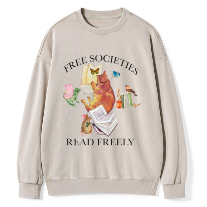 Pagewings Free societies read freely shirt Unisex Washed Sweatshirt