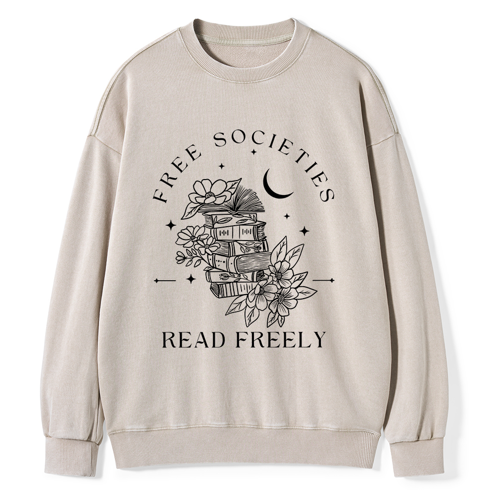Pagewings Free Societies Read Freely Comfort Colors Shirt Unisex Washed Sweatshirt