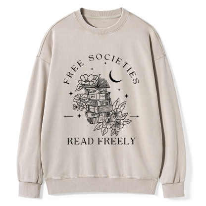 Pagewings Free Societies Read Freely Comfort Colors Shirt Unisex Washed Sweatshirt