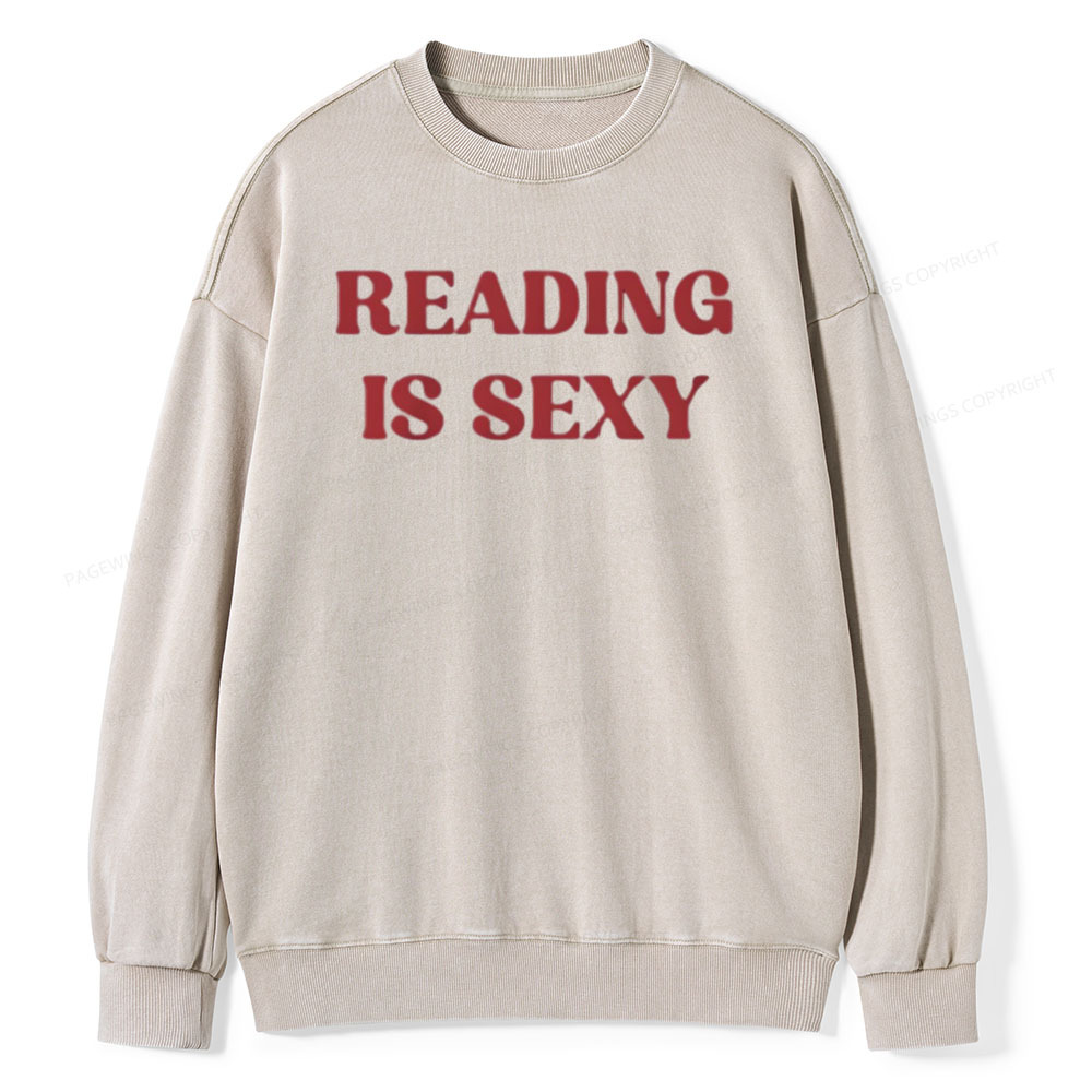 Pagewings Reading Is Sexy Shirt, Book Lover Shirt Unisex Washed Sweatshirt