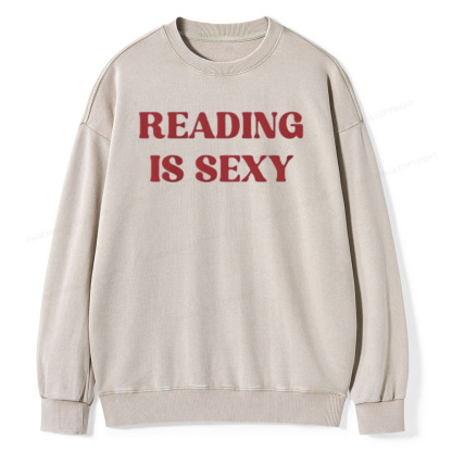Pagewings Reading Is Sexy Shirt, Book Lover Shirt Unisex Washed Sweatshirt