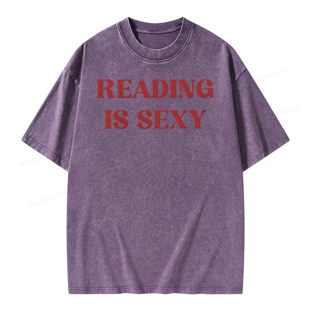 Pagewings Reading Is Sexy Shirt, Book Lover Shirt Unisex Washed T-shirt