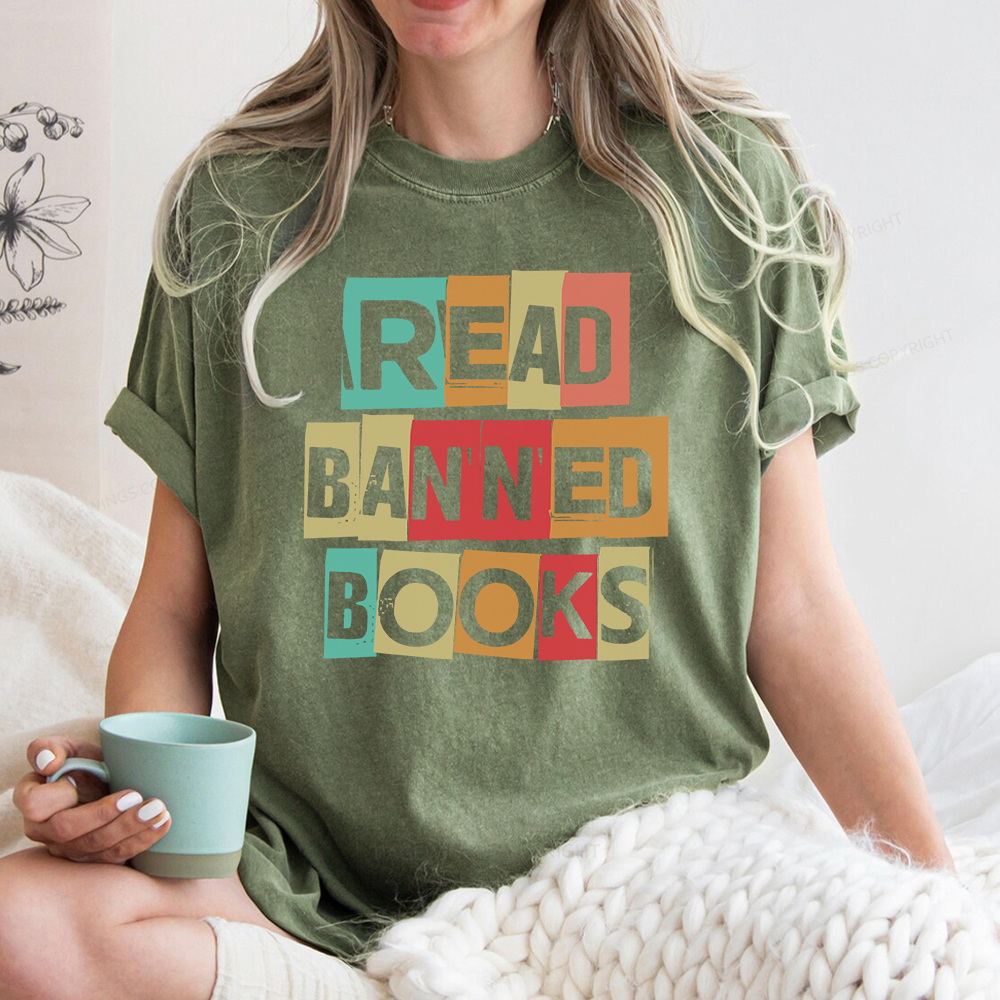 Pagewings Read Banned Books Shirt Unisex Washed T-shirt