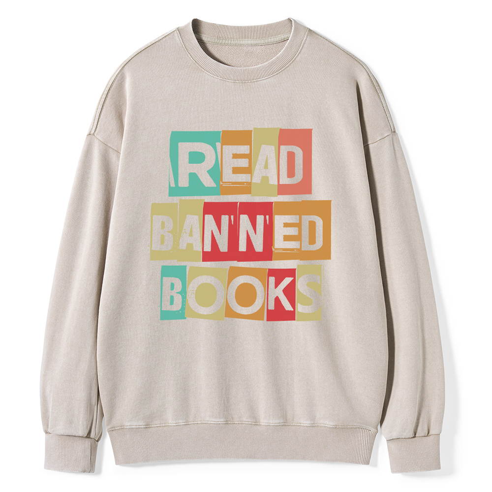 Pagewings Read Banned Books Shirt Unisex Washed Sweatshirt