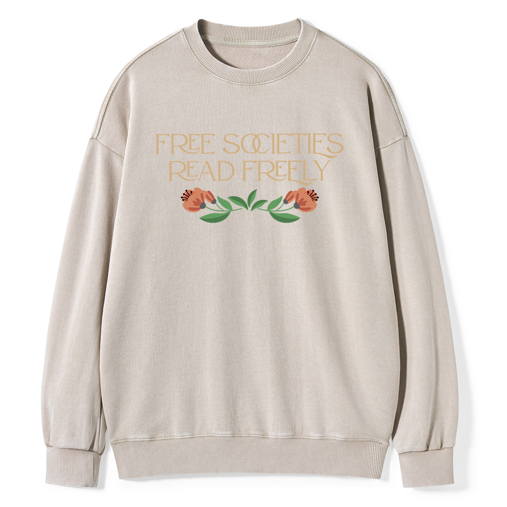 Pagewings Free Societies Read Freely Shirt Unisex Washed Sweatshirt