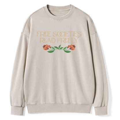 Pagewings Free Societies Read Freely Shirt Unisex Washed Sweatshirt