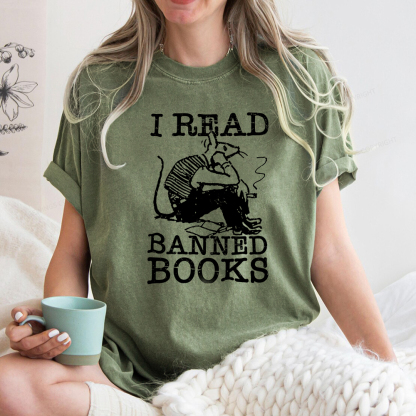 Pagewings I Read Banned Books T Shirt Unisex Washed T-shirt