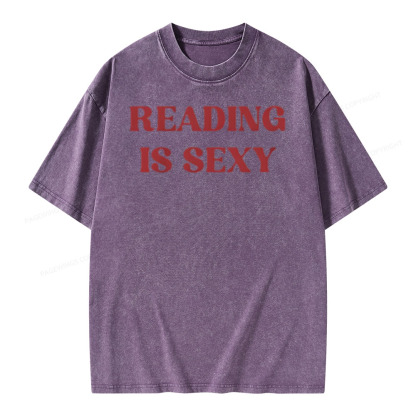 Pagewings Reading Is Sexy Shirt, Book Lover Shirt Unisex Washed T-shirt