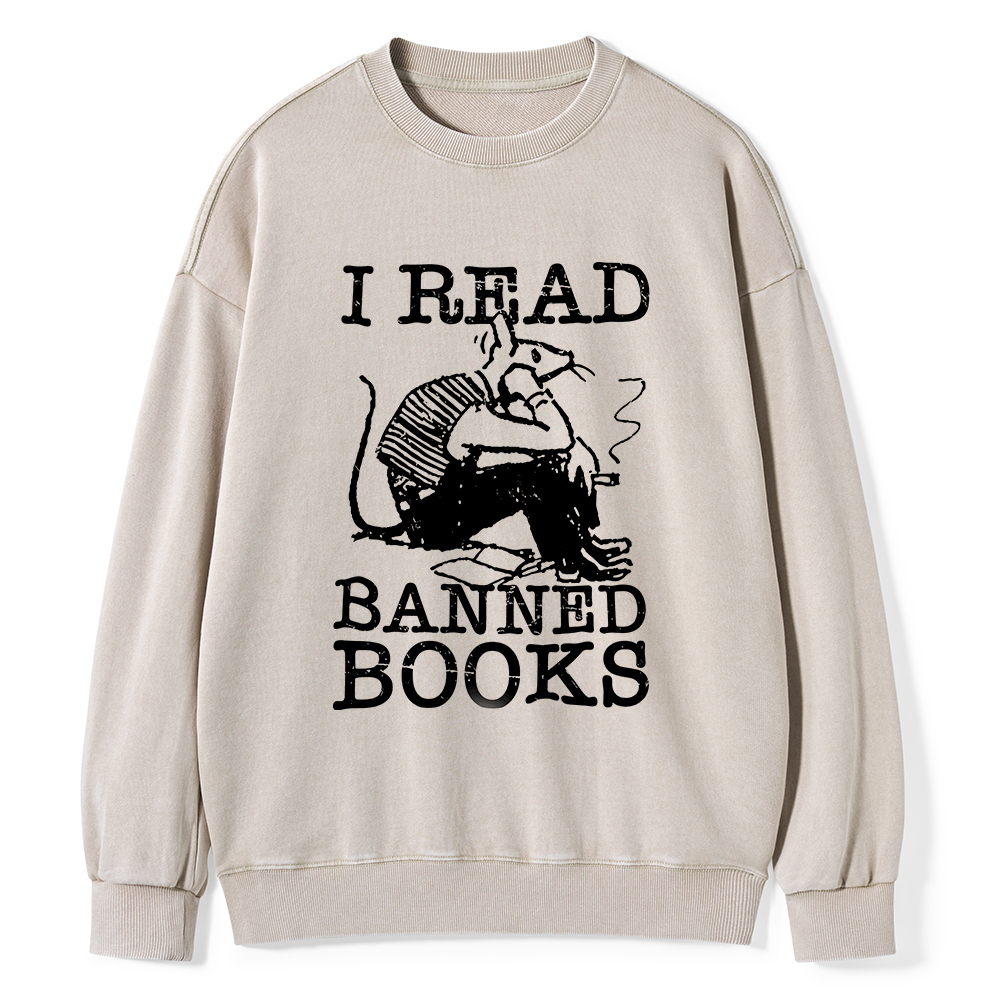 Pagewings I Read Banned Books T Shirt Unisex Washed Sweatshirt