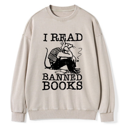Pagewings I Read Banned Books T Shirt Unisex Washed Sweatshirt