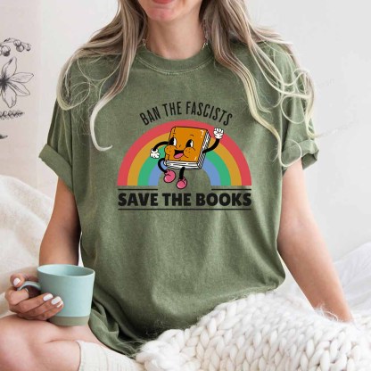 Pagewings Ban The Fascists Save The Books Shirt Unisex Washed T-shirt