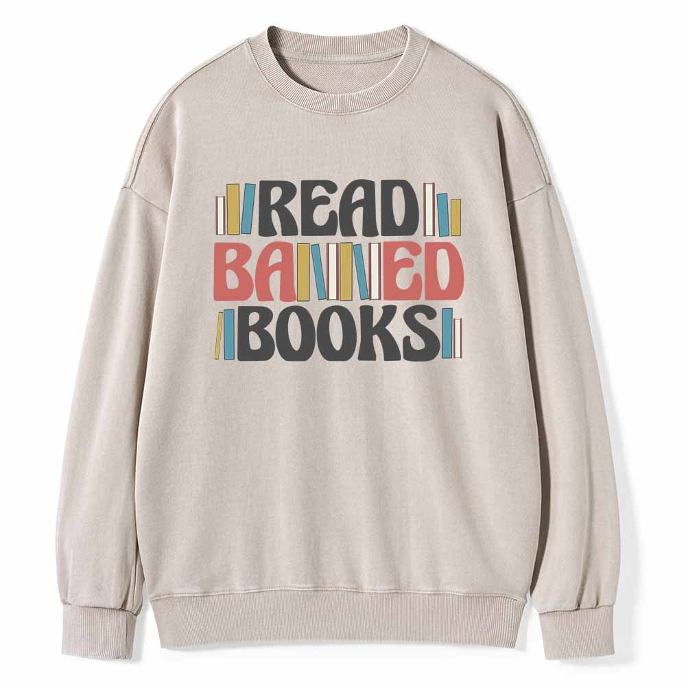 Pagewings Read Banned Books Unisex Washed Sweatshirt