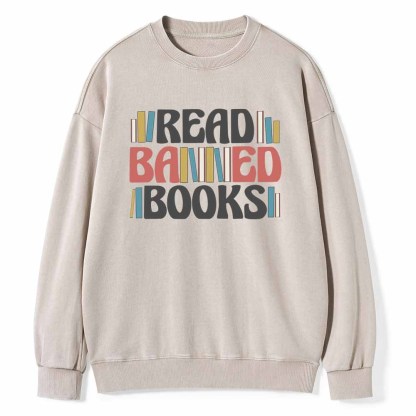 Pagewings Read Banned Books Unisex Washed Sweatshirt