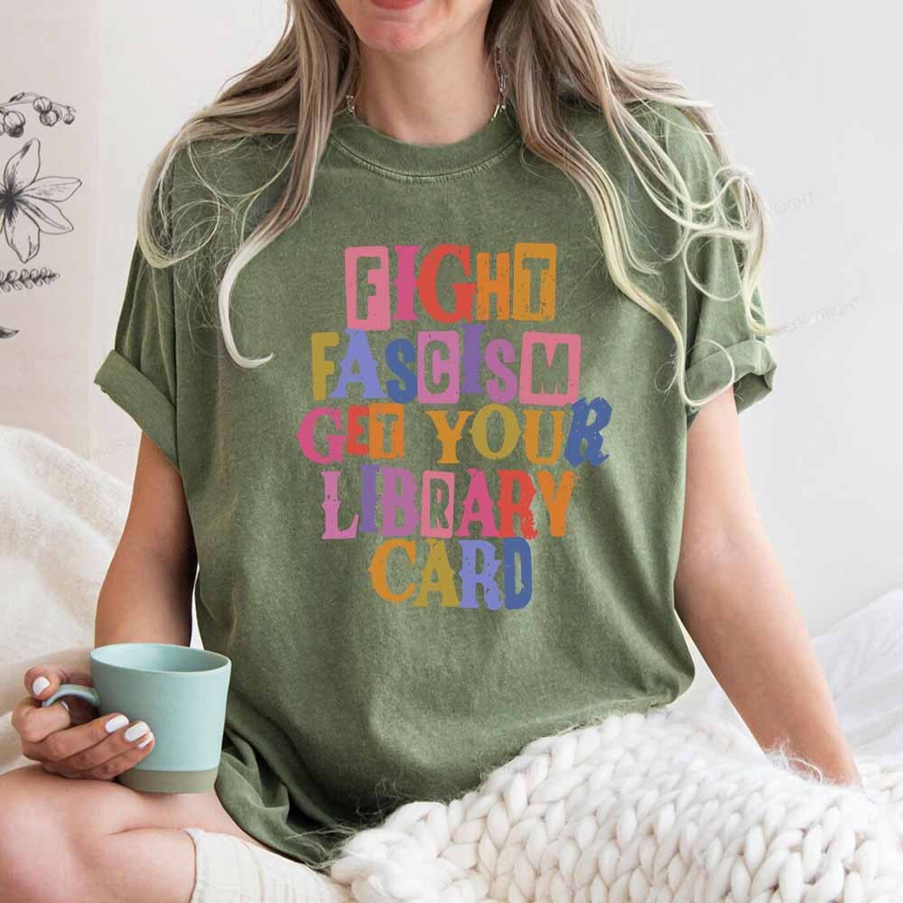 Pagewings Get Your Library Card Unisex Washed T-shirt
