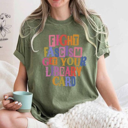 Pagewings Get Your Library Card Unisex Washed T-shirt