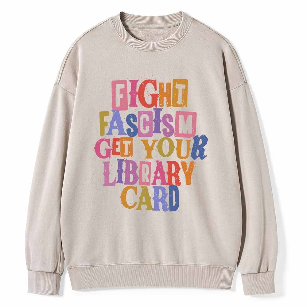 Pagewings Get Your Library Card Unisex Washed Sweatshirt
