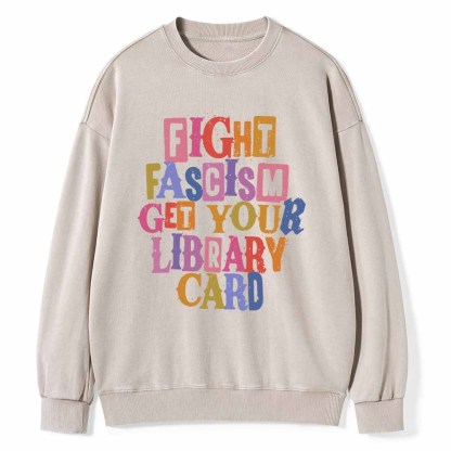 Pagewings Get Your Library Card Unisex Washed Sweatshirt