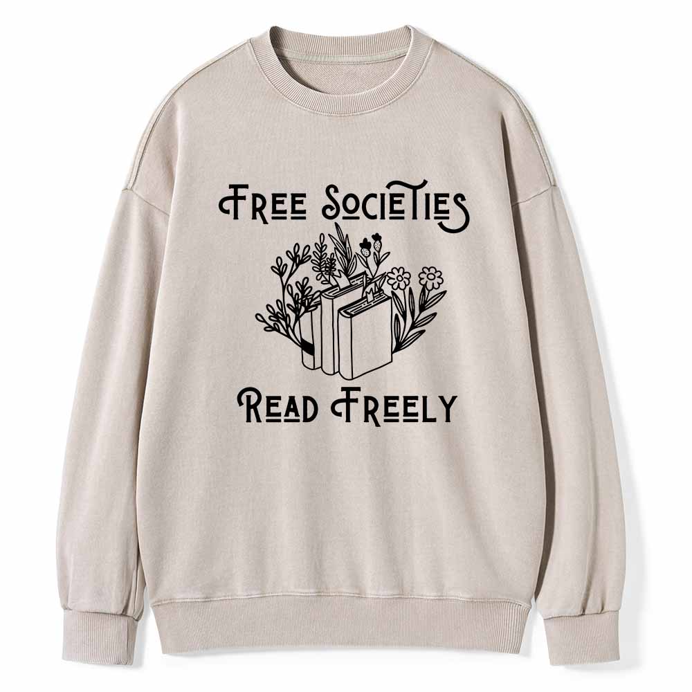 Pagewings Free Societies Read Freely Shirt Unisex Washed Sweatshirt