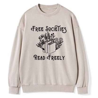 Pagewings Free Societies Read Freely Shirt Unisex Washed Sweatshirt