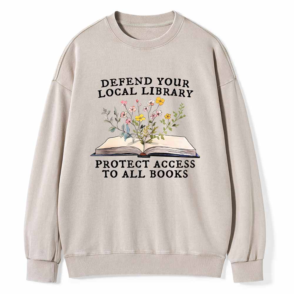 Pagewings Books Save Lives Protect Libraries Unisex Washed Sweatshirt