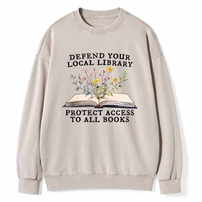 Pagewings Books Save Lives Protect Libraries Unisex Washed Sweatshirt