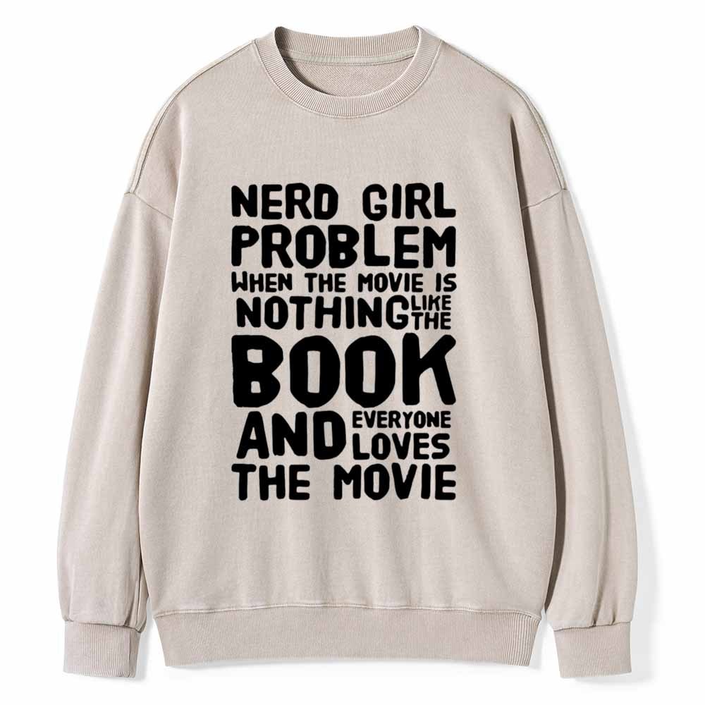 Pagewings NERD GIRL PROBLEM Unisex Washed Sweatshirt