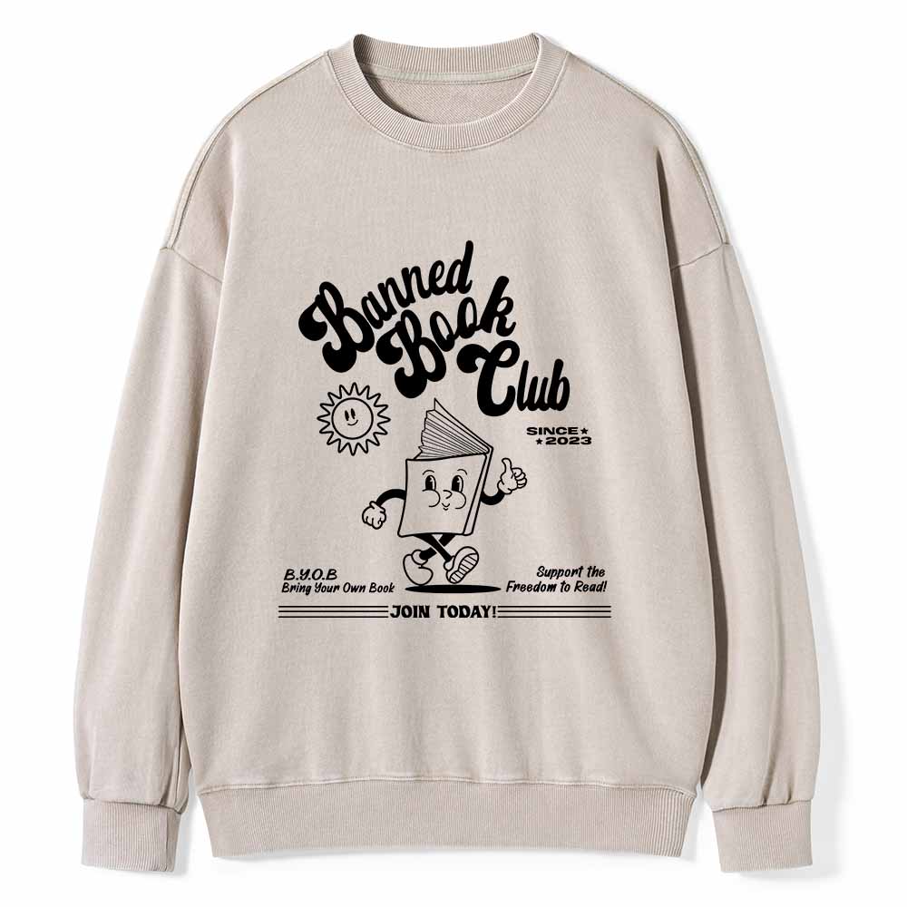 Pagewings Read Banned Books Unisex Washed Sweatshirt