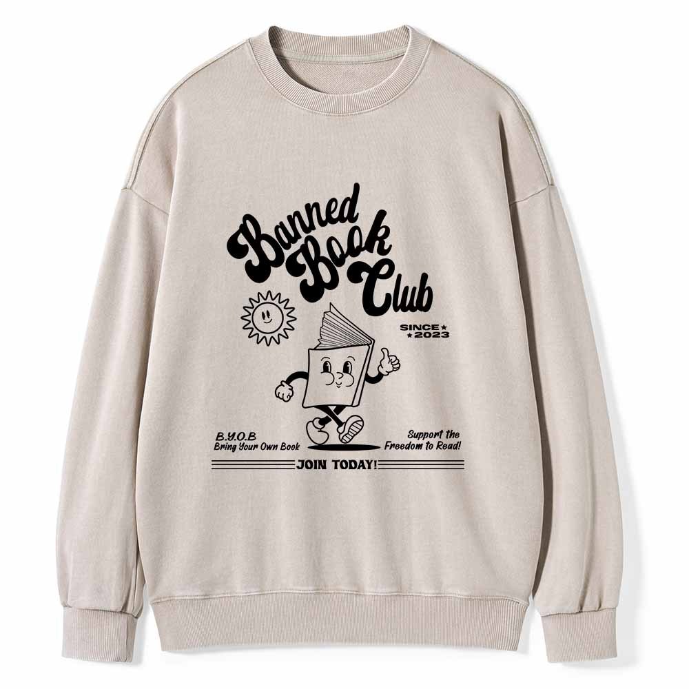 Pagewings Read Banned Books Unisex Washed Sweatshirt