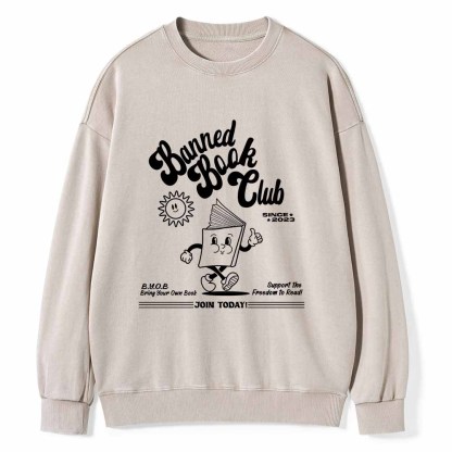 Pagewings Read Banned Books Unisex Washed Sweatshirt