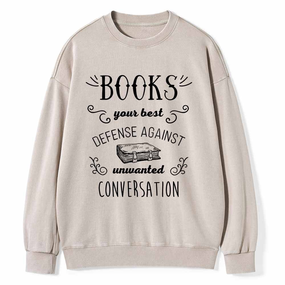Pagewings Books your best defense Book Reading Unisex Washed Sweatshirt