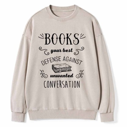 Pagewings Books your best defense Book Reading Unisex Washed Sweatshirt