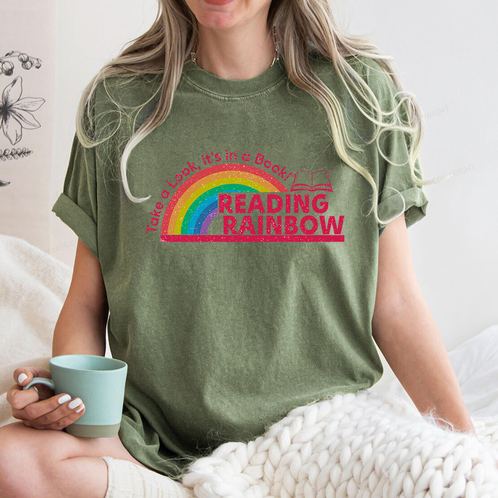 Pagewings Reading Rainbow Unisex Washed T-shirt