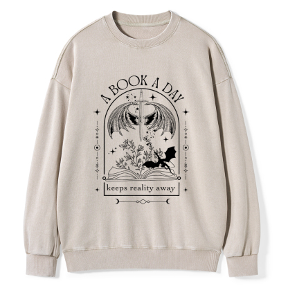 Pagewings A Book a Day Dragon Unisex Washed Sweatshirt