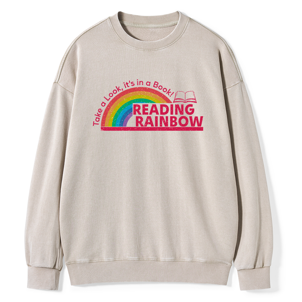 Pagewings Reading Rainbow Unisex Washed Sweatshirt