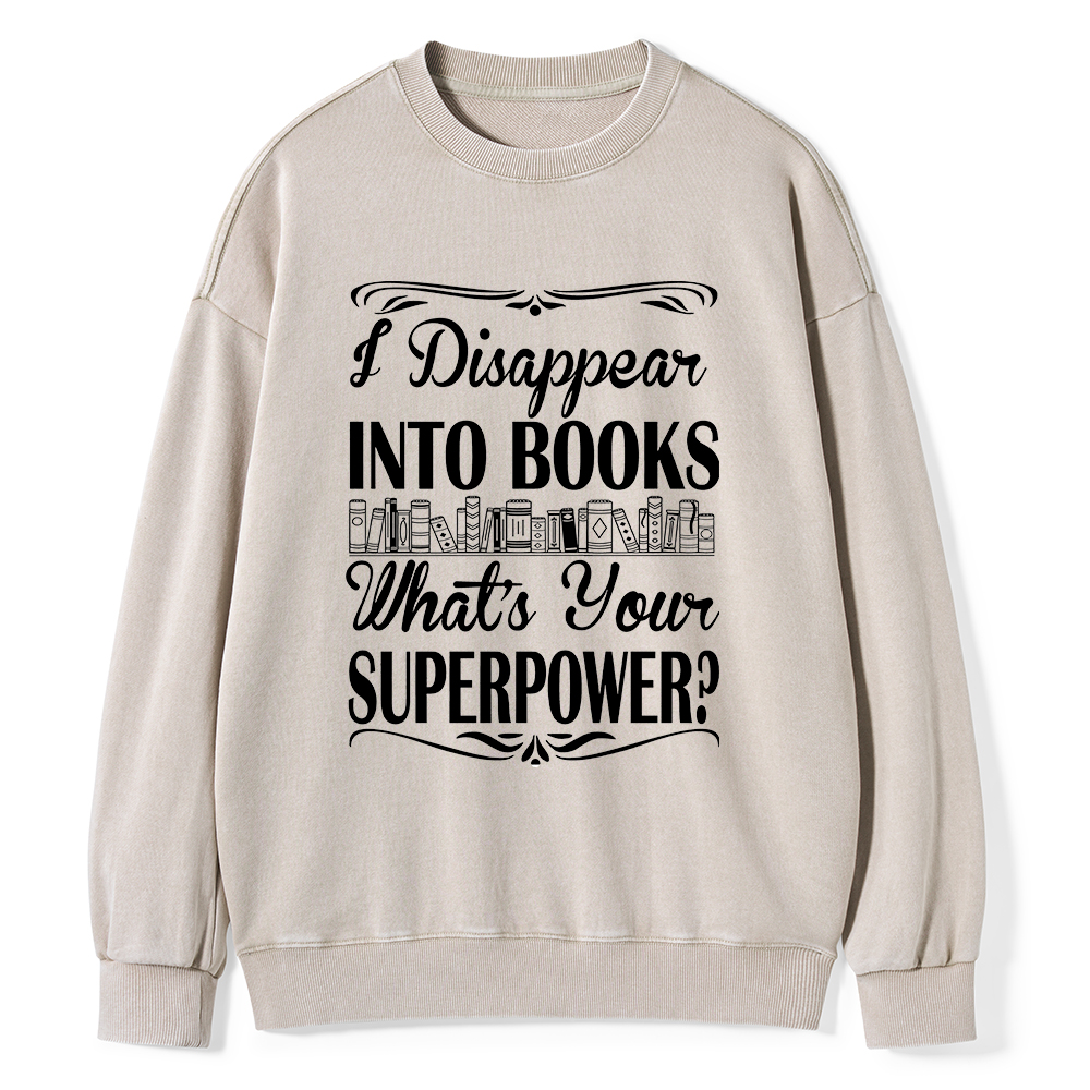 Pagewings I Disappear Into Books Unisex Washed Sweatshirt