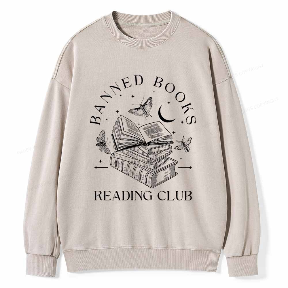 Pagewings Banned Book Reading Club Shirt Unisex Washed Sweatshirt