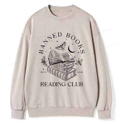 Pagewings Banned Book Reading Club Shirt Unisex Washed Sweatshirt