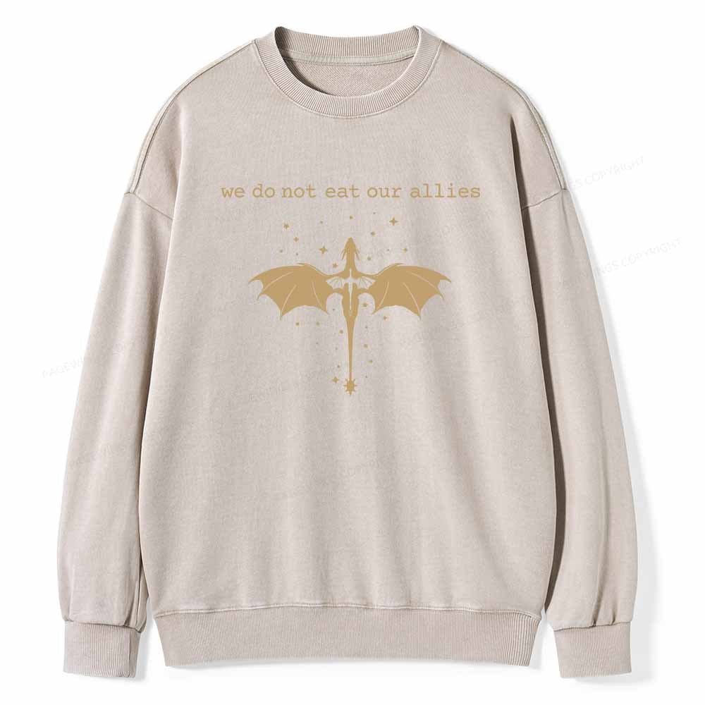 Pagewings We Do Not Eat Our Allies Unisex Washed Sweatshirt
