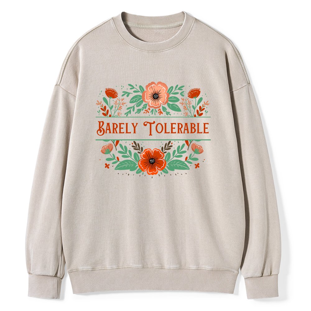 Pagewings  Barely Tolerable Book Lover Bookish Unisex Washed Sweatshirt