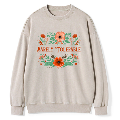 Pagewings  Barely Tolerable Book Lover Bookish Unisex Washed Sweatshirt