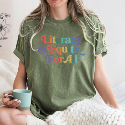 Pagewings Literacy & Equity For All Unisex Washed T-shirt