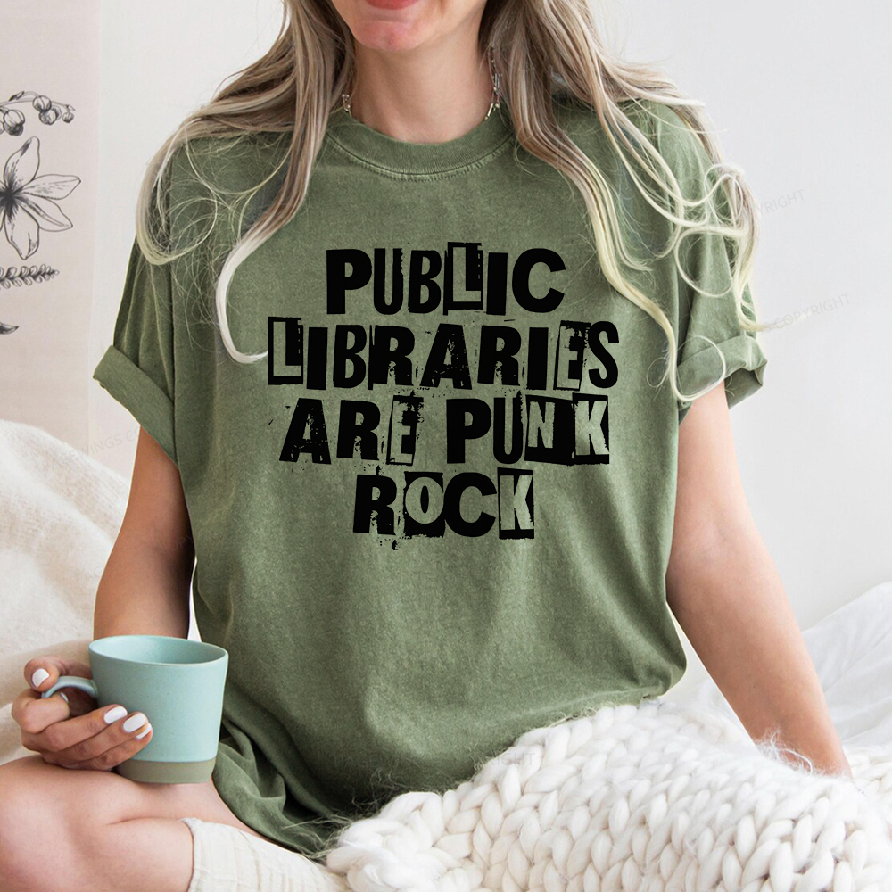 Pagewings Public Libraries Are Punk Rock Unisex Washed T-shirt