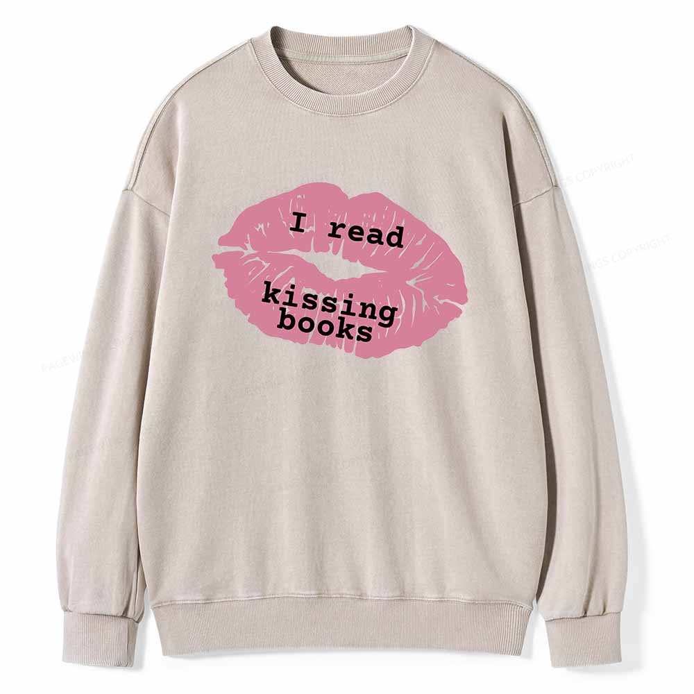 Pagewings I read kissing books Unisex Washed Sweatshirt