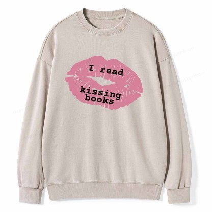Pagewings I read kissing books Unisex Washed Sweatshirt