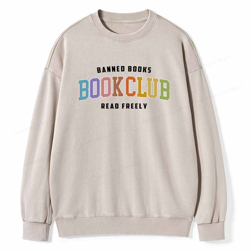 Pagewings Banned Book Book Club Unisex Washed Sweatshirt
