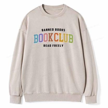 Pagewings Banned Book Book Club Unisex Washed Sweatshirt