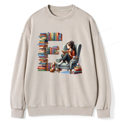 Pagewings Books You Want To Read Form An "E" Unisex Washed Sweatshirt